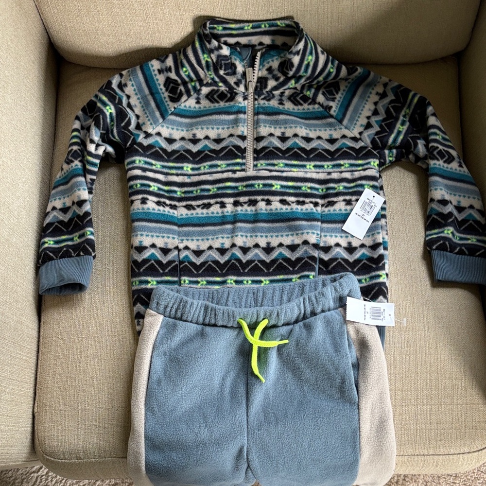 Old Navy Kids Patterned Pullover - Blue, Green, Black